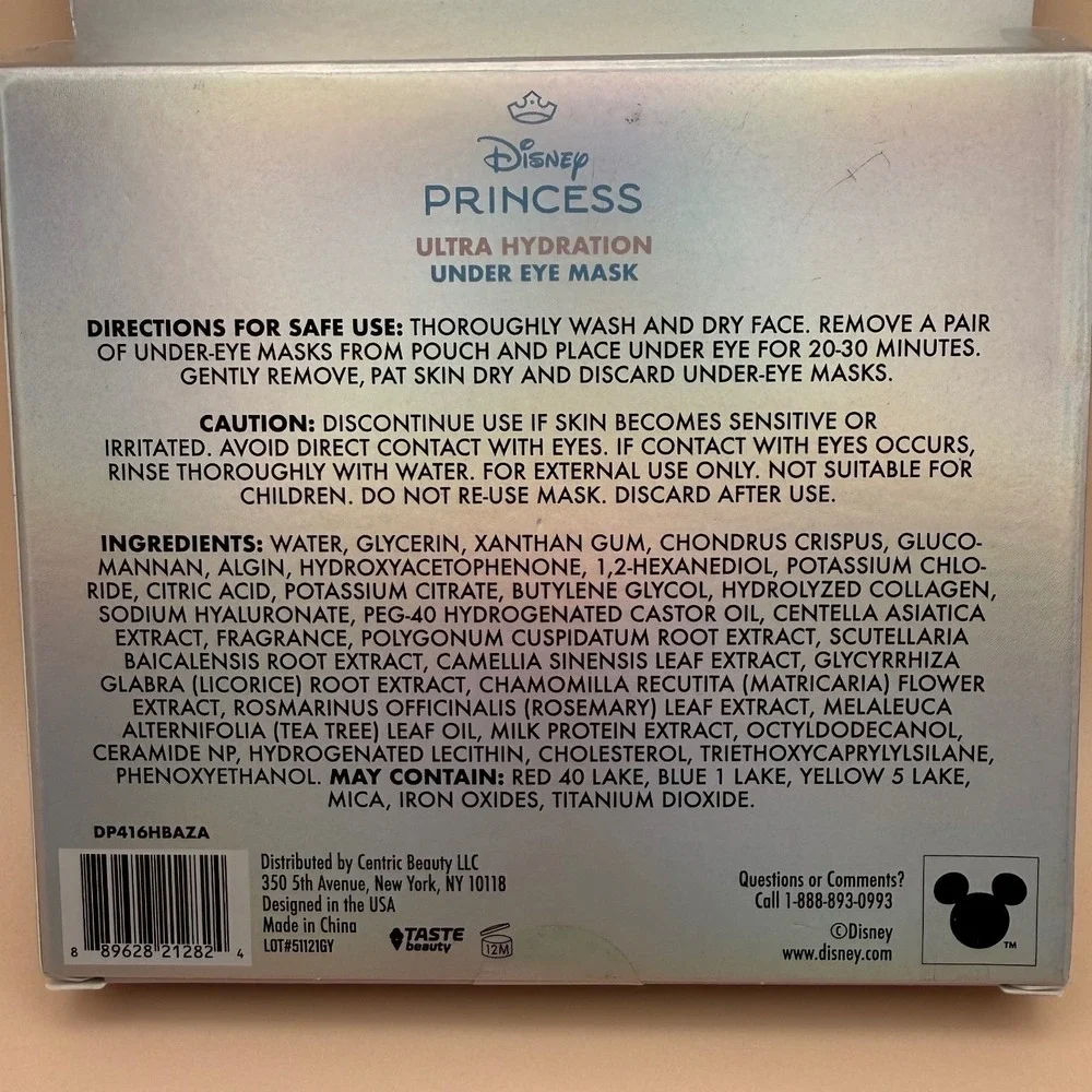 Disney‎ Princess Cinderella Ultra Hydration Under Eye Mask 8 Pairs NIB